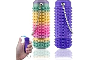 DEIVIKO 2Pcs Upgrade Little Pain Ouchies Pain Stim Fidget, 3D Printed Fidget Toys Anxiety Relief Items, Rotatable Grippie Stim Keychain, Stim Toys for Autistic Adults, Hard Spiky Sensory Toys, Novelty Gifts