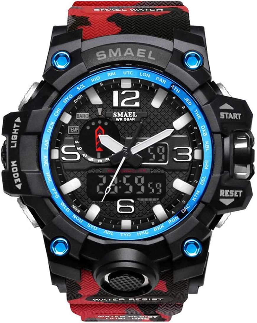 Men's Sport Watches Hessimy Mens Digital Wrist Watch LED Screen Large Face Electronics Military Watches Waterproof Alarm Back Light Outdoor Casual Luminous Simple Army Watch