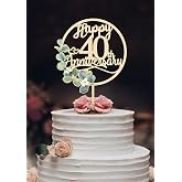 Happy 40th Anniversary Cake Toppers - 40th Anniversary Party Decorations, 40 Wedding Party, Company Decor, Wooden Decorations Ruby Wedding