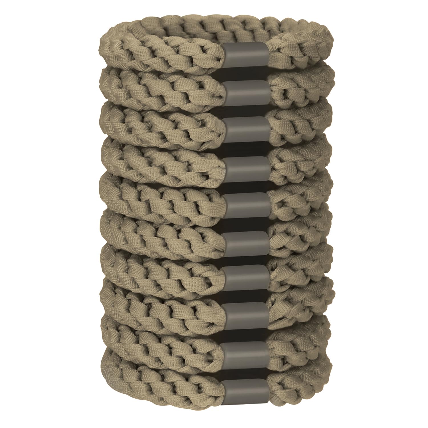 JessLab Hair Ties Set, 10 Pcs Soft Elastic Cords for Women No Damage Ponytail Holders Stretchy Bands Headband Accessory for Girls Ladies, Khaki