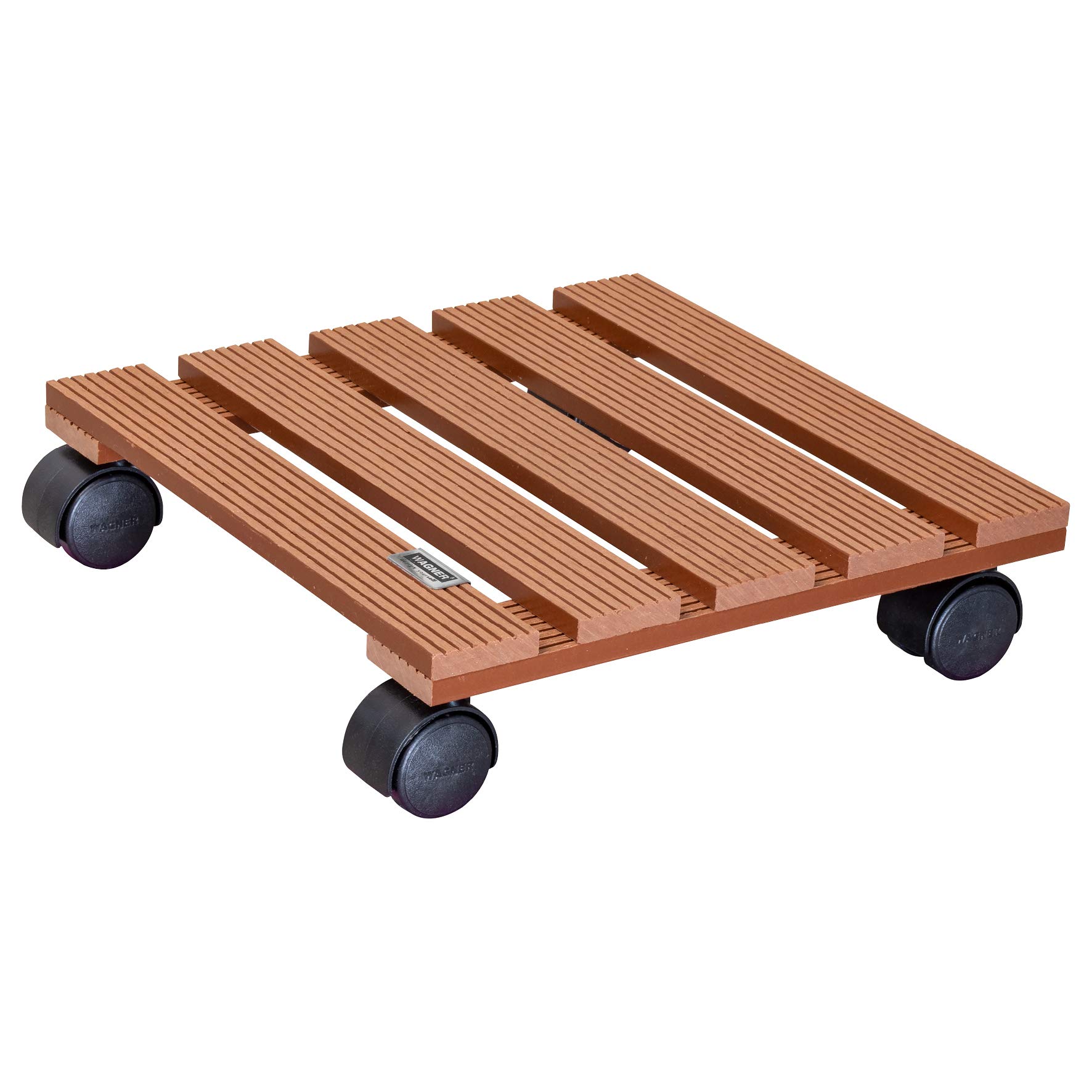 WAGNER Plant trolley WPC 29 x 29 x 8 cm I Flower trolley for indoor + outdoor use I Container trolley made of FSC® wood plastic composite, terracotta I Load capacity 60 kg - 20051001