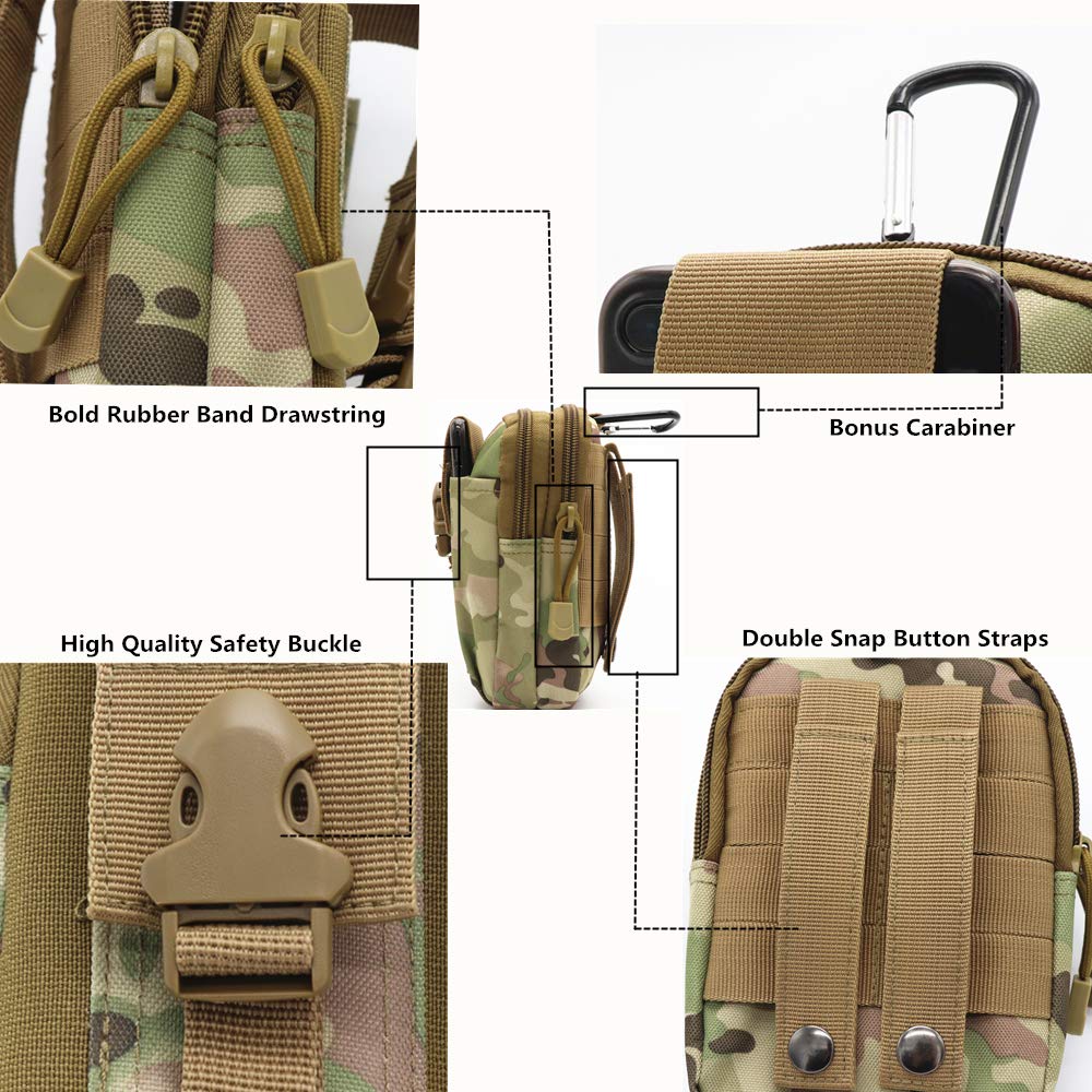 8Bees Tactical Molle Pouch Multi-Purpose Compact EDC Utility Gadget Belt Waterproof Nylon Camo Bag