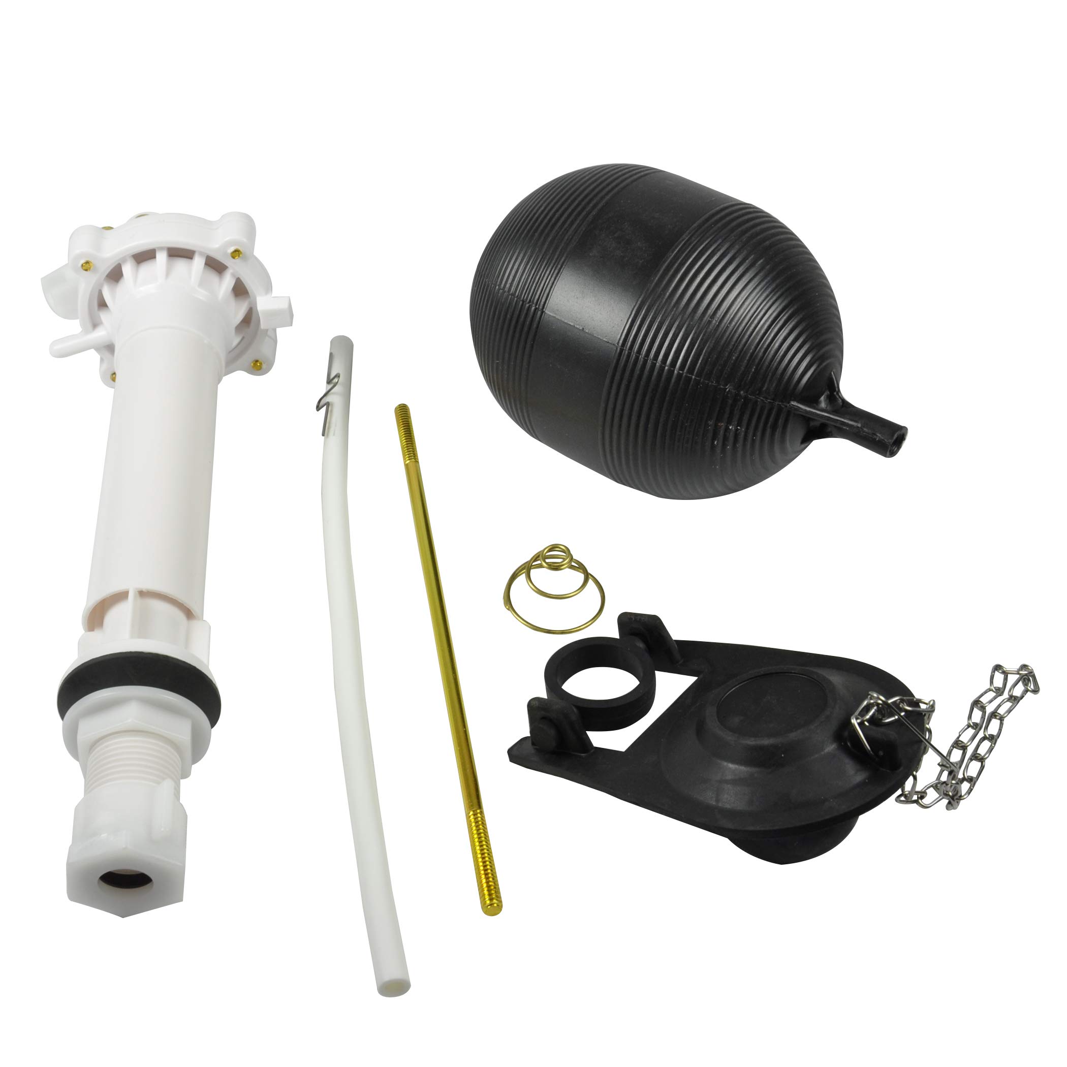 Danco 80816 Complete Toilet Repair Kit Fill Valve, Flapper, Rod, Float Replacement, White