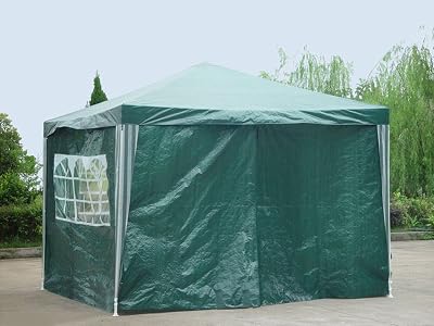 Panana 3x3m Waterproof Gazebo Tent with 3 Zip Up Side Panels Green
