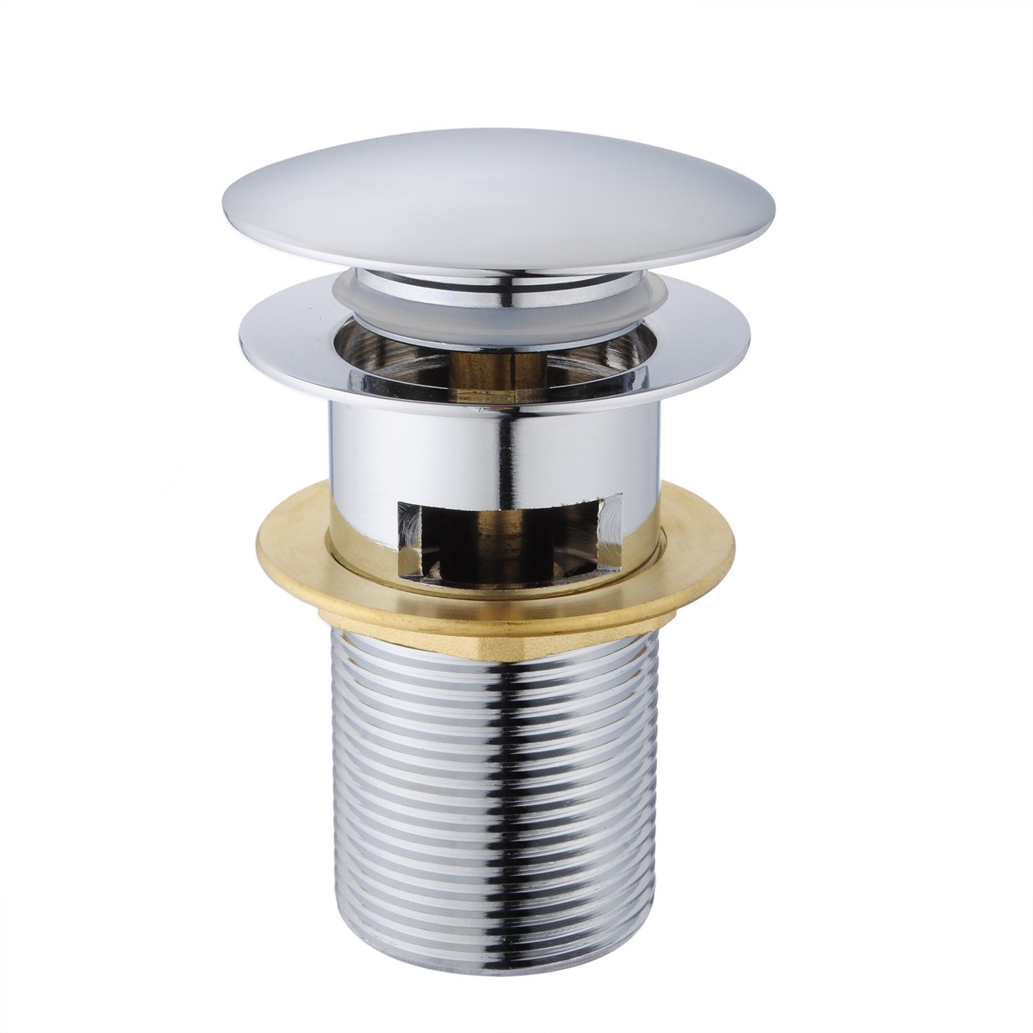 Celala Chrome Round Bathroom Basin Sink Slotted Pop Up Waste Push Button Plug Amazon.co.uk DIY