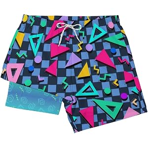 EDEEIL Men's 2 in 1 Swim Trunks with Compression Liner,Funny Board Shorts | 5" Inseam Compression Liner,4 Pockets,Quick Dry,B