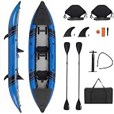 S AFSTAR Inflatable Kayak, 2 Person Canoe with 507 lbs Capacity, Drop-Stitch Floor, All Accessories &amp; Carry Bag, 12.5 ft Large Sit in Tandem Kayak for Fishing, Camping &amp; Exploring for Adults