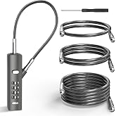 4-Digit Combination Cable Lock with 3 Replaceable Steel Cables for Gate, Bike &amp; Luggage, Resettable Keyless Cable Lock, Grey, 1 Pack