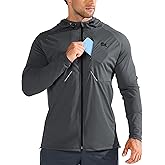 BROKIG Mens StealthZip Lightweight Running Jackets, Full Zip Workout Hoodie Track Windbreaker Athletic Gym Sweatshirts
