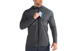 BROKIG Mens StealthZip Lightweight Running Jackets, Full Zip Workout Hoodie Track Windbreaker Athletic Gym Sweatshirts