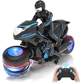 iappadore RC Motorcycle, Remote Control Motorcycle with RGB Wheels Lights - 360-degree Rotations, Drifts, High-Speed, RC Car Dirt Bike Toy for Boys 4-7 8-12 Years Kids