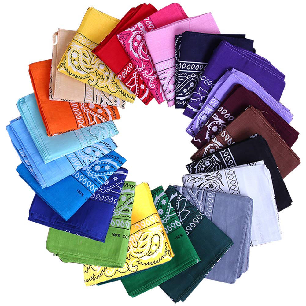 Bandanas,22 Pack Cotton Paisley Print Head Wrap Headwear Bandanas for Men Women,Multifunctional22*22 Inch Cotton Cowboy Wristband Headband for Head Cycling Hair