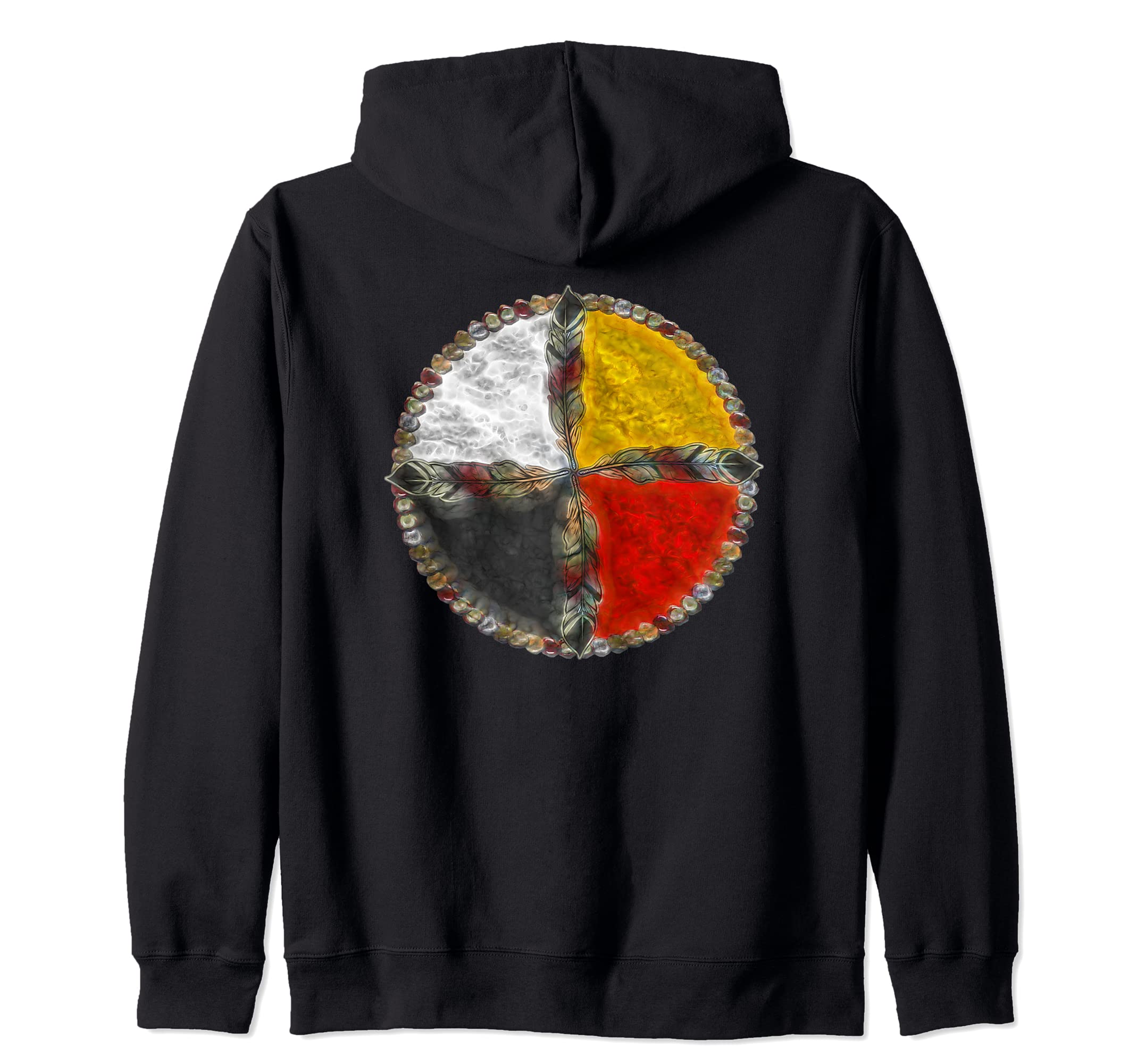 Native Americans - Medicine Wheel Feathers 2 - Fan Fun Zip Hoodie
