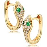 FETTERO Women Earrings Gold Plated Huggie Hoop Earrings Delicate Small Dainty Earings Snake Ball CZ Hoops for Women