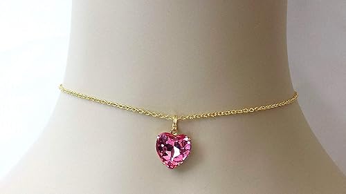 Amazon Com Swarovski Pink Crystal Heart Necklace Valentine Jewelry Gifts For Teens Layering Choker Handmade
