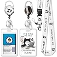 Immaturus Funny Cat Lanyards for ID Badges, ID Badge Holder Retractable Lanyard, ID Holder with Badge Reel Clips, Cute Animal Keychain Name Tag ID Card Holder Work Teacher Women Doctor Office Gift
