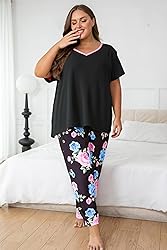 Vozanet Women's Pajama Sets Short Sleeve with Long