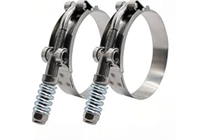 ROADFORMER 3" Heavy Duty T Bolt Hose Clamp Stainless Steel - Spring Loaded 81mm - 89mm for 3" I.D. Hose with 3mm - 6mm Wall Thickness, Auto-adjusting maintain Constant Clamping Force (81mm - 89mm, 2 Pack)