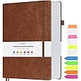 OFFIGIFT College Ruled Notebook, Large A4 Hardcover Leather Journal, 312 Numbered Pages Writing Journal, 100gsm No Bleed Paper, Lined Journal Notebook for Women Men School Office, 8.5''×11'', Brown