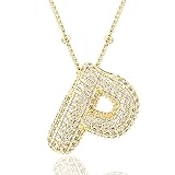 CCINPPY Letter Necklace, 14k Gold Plated Bubble