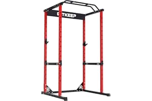 RITKEEP FITNESS RitKeep 1200lb Capacity Heavy-Duty RMAX 2250 Adjustable Power Rack Cage Multi-purpose Squat Rack with J-Hooks, Pull-up Bar, Safety Bars for home workout and weightlifting