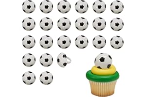 DecoPac Soccer Rings, Cupcake Decorations, Soccer Ball Cupcake Toppers, Food Safe Cake Topper – 24 Pack