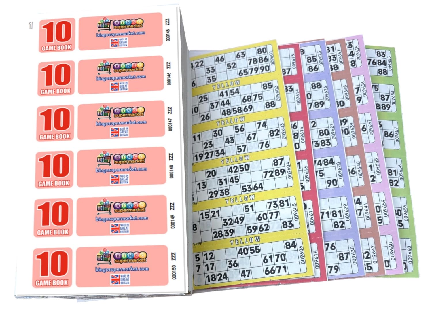 Bingosupermarket 600 Books 10 Page Game, Strips of 6 to view bingo tickets