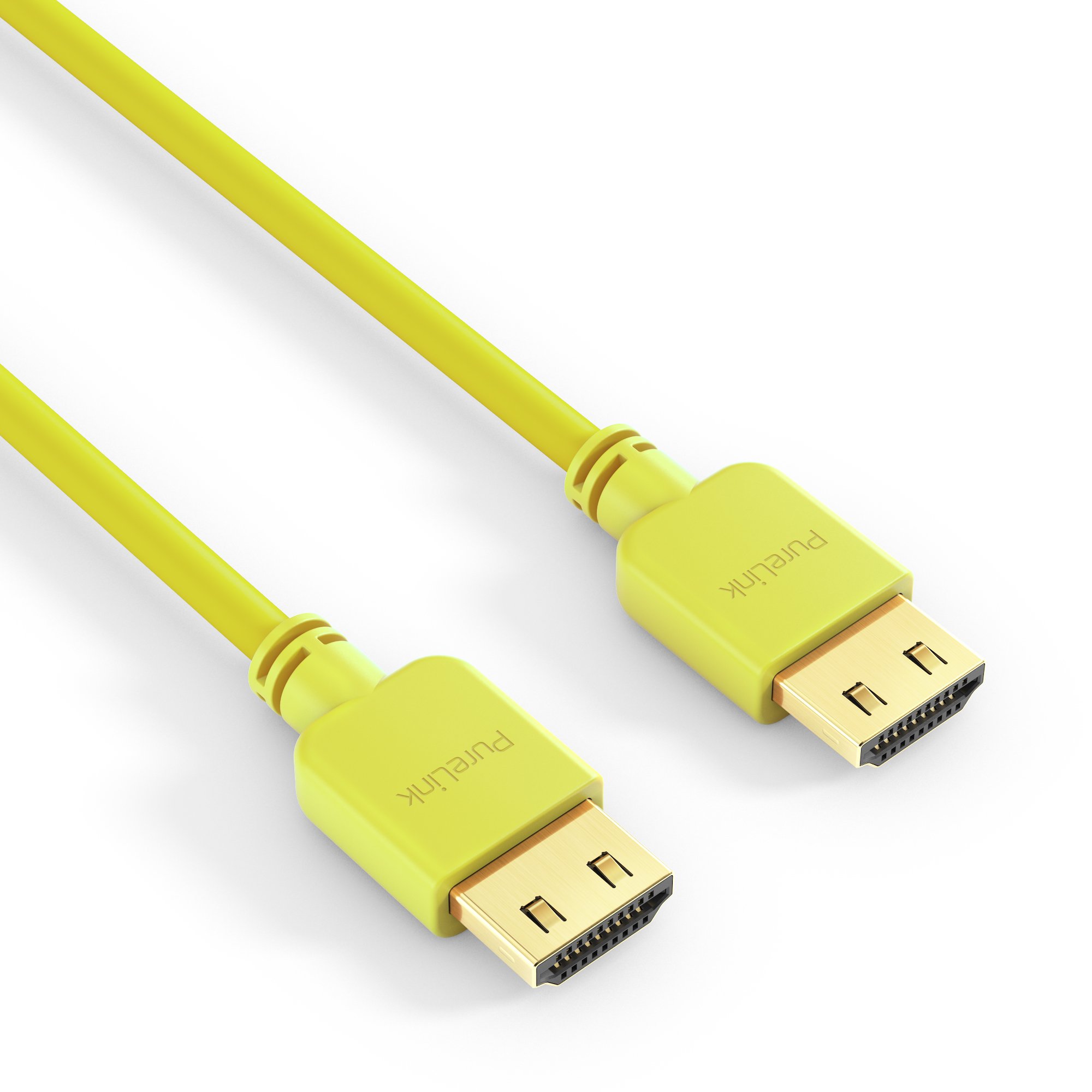 PureLink PI0504 High Speed HDMI Patch Cable (4K UltraHD (2160p), Ethernet, 18Gbps), HDMI-A Male to HDMI-A Male, Certified, Halogen Free, Ultra Flat, 2 m, Yellow
