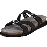 Mephisto Women's Hannel Sandals | Adjustable Dual-Strap Leather Slip-On Slides with Orthopedic Cork Footbed &amp; Arch Support