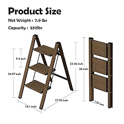 Taranta 3 Step Ladder,Aluminum Lightweight Folding