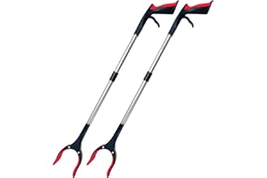 HPr-HPi 2-Pack Reacher Grabber Tool, Foldable Trash Picker Grabber, Trash Gripper, Garden Nabber, Litter Picker, Extended Grabber（Red/Red)