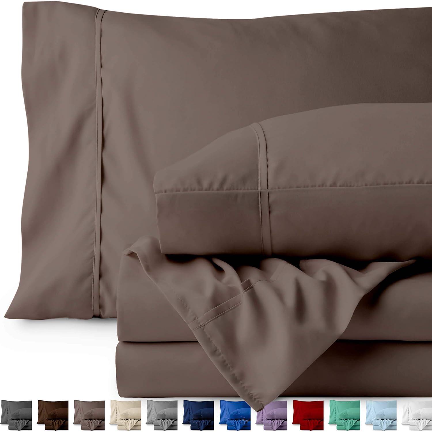Bare Home King Sheet Set - 1800 Ultra-Soft Microfiber Bed Sheets - Double Brushed Breathable Bedding - Hypoallergenic – Wrinkle Resistant - Deep Pocket (King, Taupe)