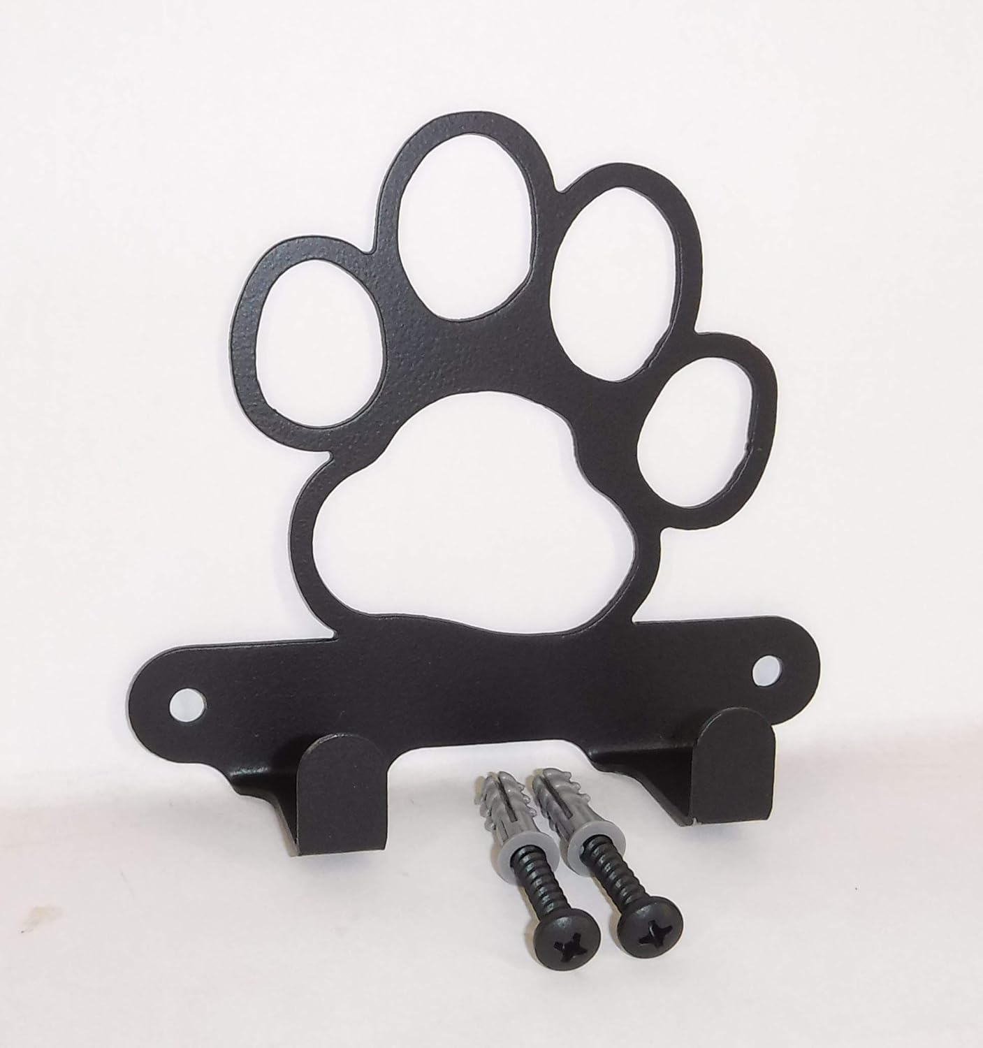Dog Leash Hook Hanger. Dog Paw. Satin Black Finish. Made in