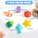 JOYIN Sea Animals Bath Toys 6 Pcs Sealed No-Hole Mold Free Squeezable Toys view 2