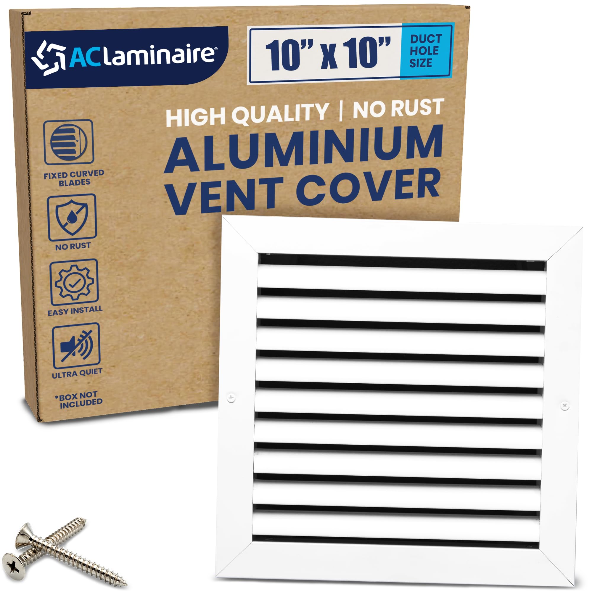 Photo 1 of 10x10 Inch (Duct Opening) Air Return Vent Cover Decorative – Premium Aluminum AC Vent Cover for Ceiling & Wall, Rustproof Grille, Ideal for Home HVAC Grille, Durable & Easy to Install by ACLAMINAIRE