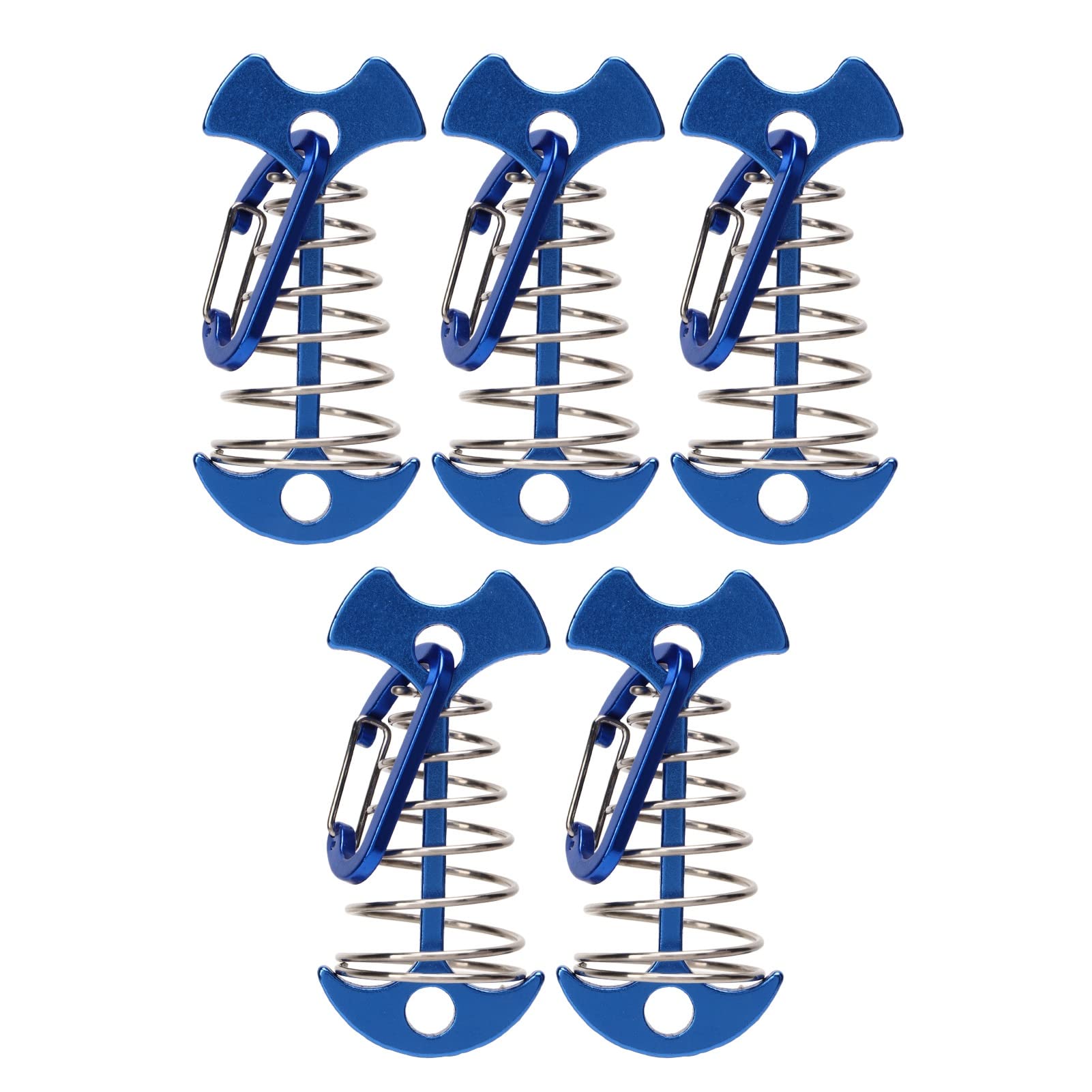 5pcs Tent Nails, Large Deck Boards Camping Tent Fixing Stakes with Spring Buckle Adjustable Wind Rope Deck Anchor Pegs (Blue)