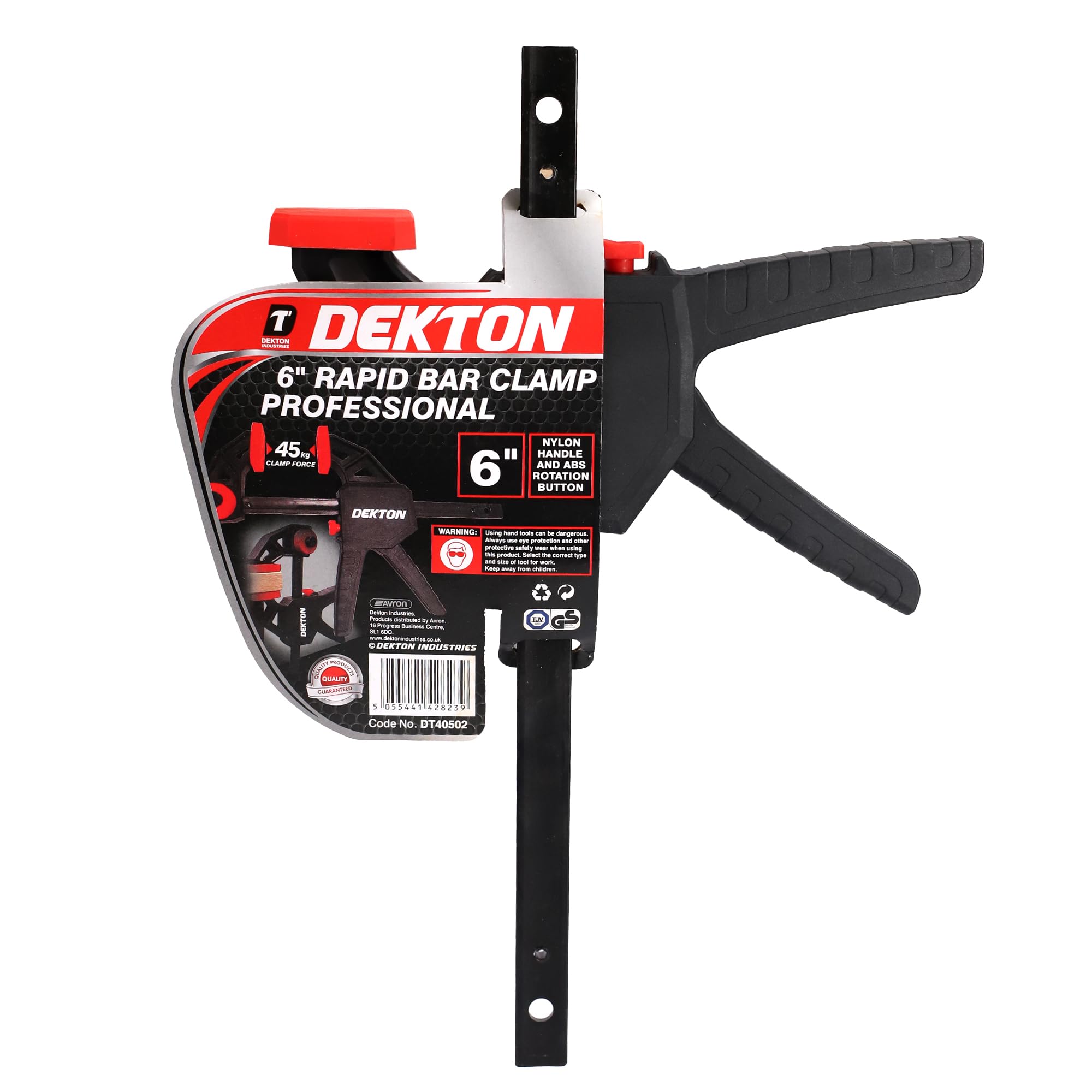 Dekton Rapid Bar Clamp Professional-High Clamping Pressure| Quick-release Mechanism| Durable & Strong Grip| Abs Handle And Rotation Button| Converts From Clamp To Spreader In Seconds| 45kg Clamp Force