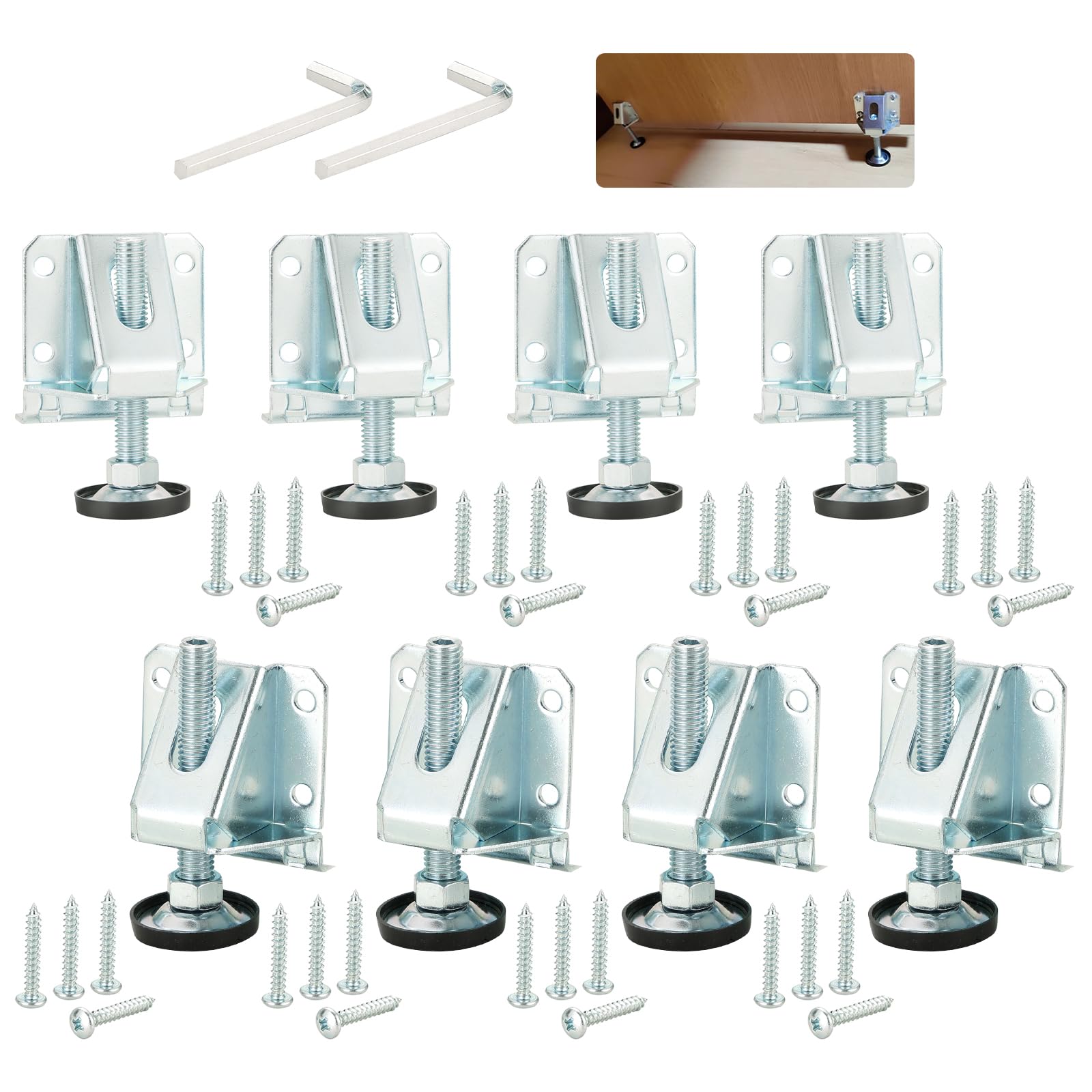 DASBET M10 Heavy Duty Lifting Leveler Adjustable Furniture Levelers 8PCS Leveling Legs with Lock Nuts Furniture Leveling Feet for Tables, Shelving Units, Cabinets, Workbench