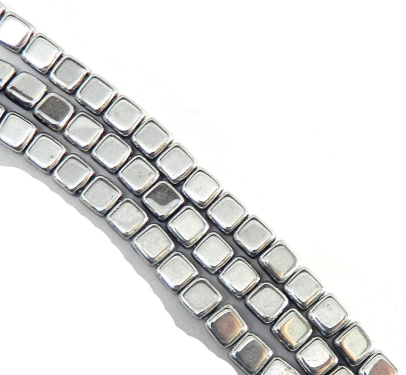6mm Czech Two Hole Tile Beads - Silver (50)