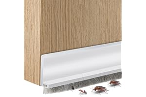 XBAIYANR 2 Pcs Door Sweep for Bottom of Door ,Integrated under Door Draft Stopper with Brush ,Weather Stripping with Self Adhesive,Under Door Seal for Protection Against Dust,Cold,Heat,Noise 39.37"L/2"W(white)