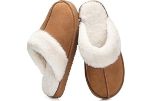 OOW Fuzzy Slippers for Women Cozy Faux Fur House Shoes Winter Warm Memory Foam Slippers for Indoor and Outdoor