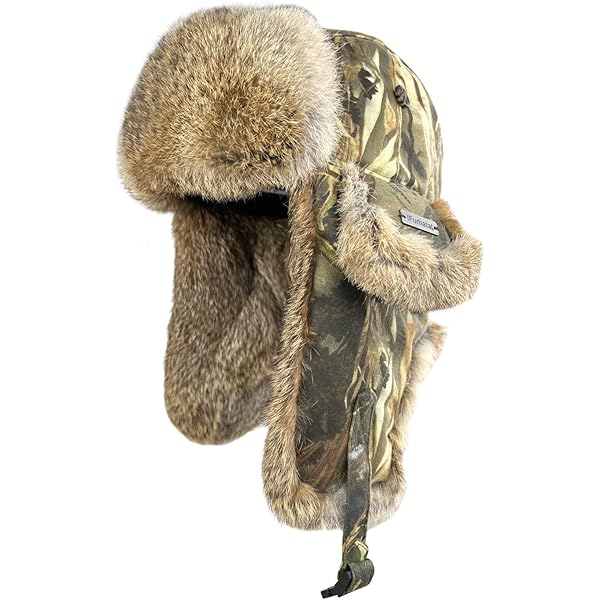 Fur Winter Trapper Hat,100% Rabbit Fur Aviator Ski Trapper Trooper