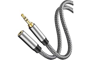 Tan QY Audio Extension Cable 3Ft,Audio Auxiliary Stereo Extension Audio Cable 3.5mm Stereo Jack Male to Female for Phones, Headphones,Tablets and More (3Ft/1M, Silver)
