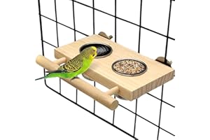 SAHENITEANA Bird Feeding Dish Cups, Stainless Steel Bird Feeding Bowl for Cage, Hanging Parrot Cage Feeder & Water Bowl wit W