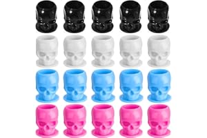 Moricher 200 Pcs 4 Colors Disposable Plastic Tattoo Ink Cups with Base - Tattoo Ink Pigment Caps for Tattooing and Makeup