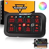 Auxbeam 8 Gang Switch Panel RA80 Toggle Momentary Pulsed RGB Dimmabl | Work with 12V‑24V DC accessories(720W‑1400W,60A max), easy install, IP65 waterproof, fits most vehicles with 3‑year warranty.