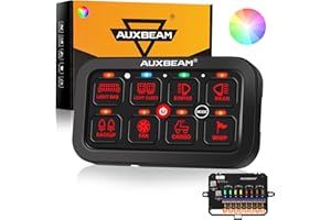 Auxbeam 8 Gang Switch Panel RA80 Toggle Momentary Pulsed RGB Dimmable Multifunction Switch Panel Easy Installation Marine Switch Pod IP65 Waterproof for Car Boat RV, 2 Years Warranty