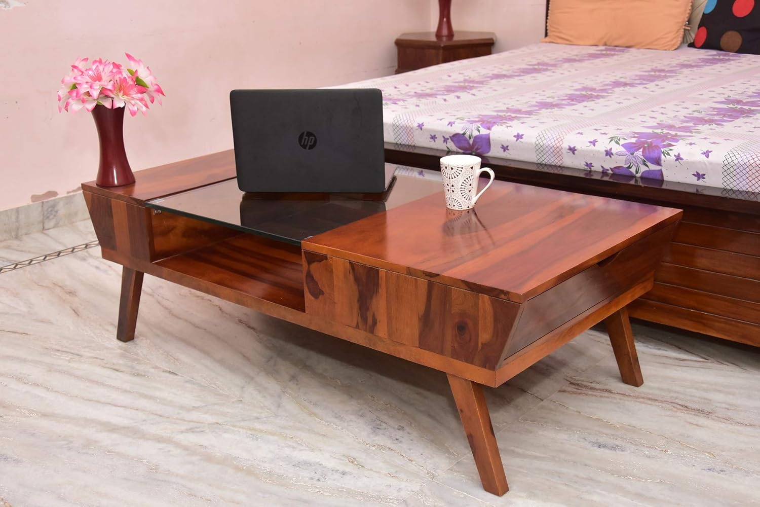 Woodstage Sheesham Wood Center Coffee Table With Drawer For Home