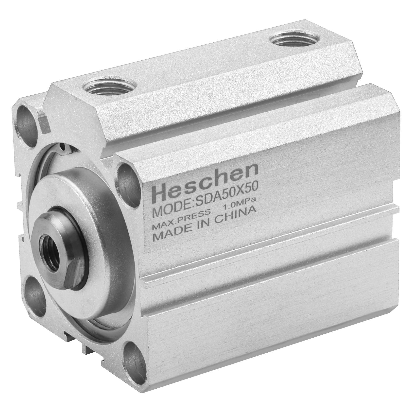 Heschen Pneumatic Compact Aluminum Air Cylinder SDA 50-50 Bore: 50mm Stroke 50mm 1/4 PT Port Size Double Acting Alloy Cylinders (Stroke 50mm)