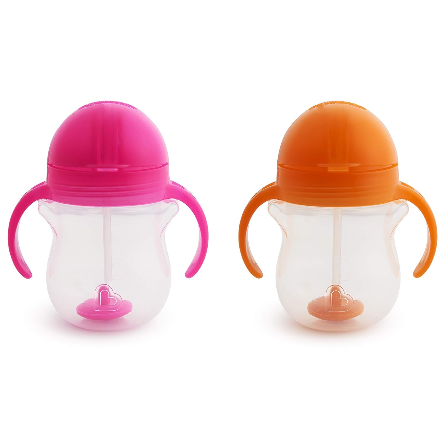 Munchkin Any Angle Click Lock Weighted Straw Trainer Cup, Pink/Orange, 7oz, 2pk : Baby